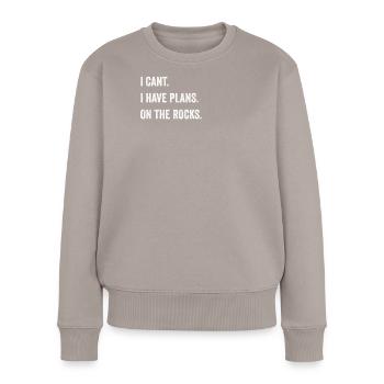 Lustiger Spruch felsklettern bouldern vintage logo - Frauen Premium Bio Pullover - Taupe - Vorne - Julia (174cm)