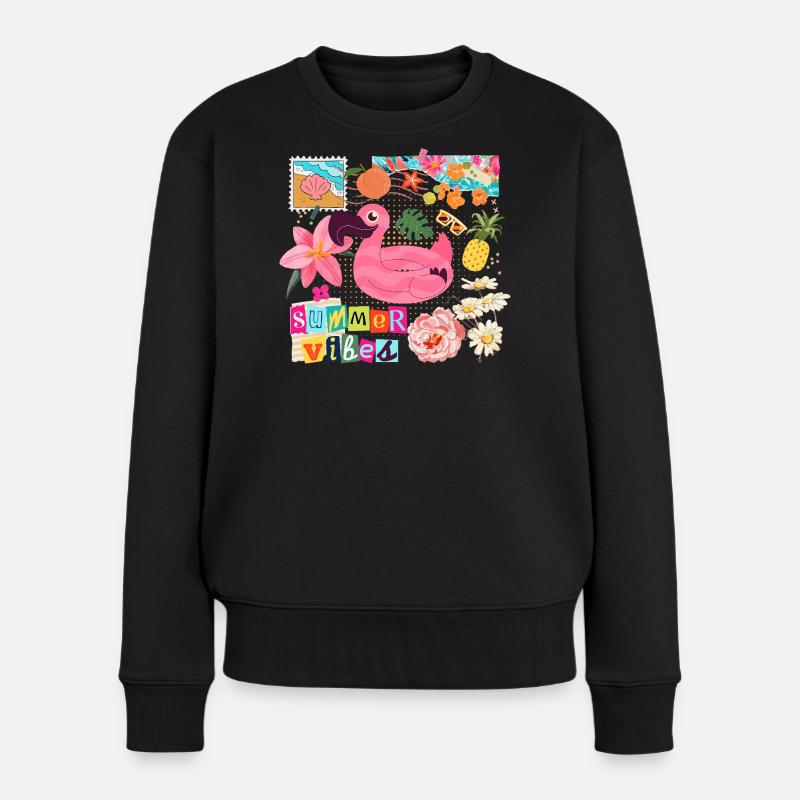 Funky Summer - Frauen Premium Bio Pullover - Schwarz