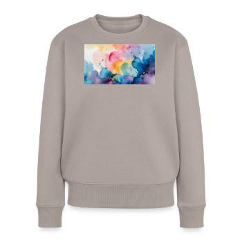 Aquarellfarben Explosion Kunst Design - Frauen Premium Bio Pullover - Taupe - Vorne - Julia (174cm)