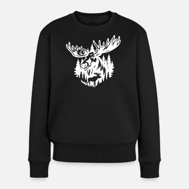 Silhouette majestueuse d’orignal dans la forêt - Pull Premium bio Femme - noir