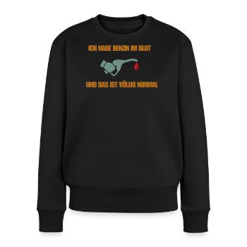 Benzin im Blut - Frauen Premium Bio Pullover - Schwarz - Vorne - Julia (174cm)