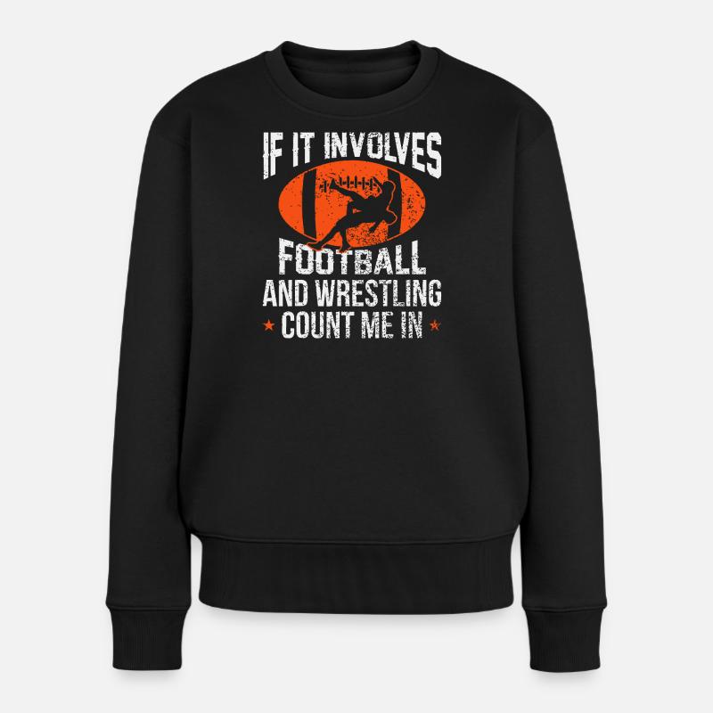 Fußball- und Wrestling-Clash-Design - Frauen Premium Bio Pullover - Schwarz