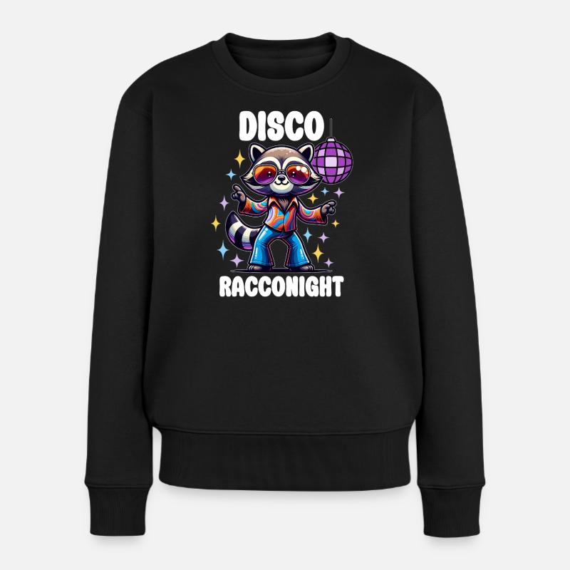 raton laveur des années 70 en disco - Pull Premium bio Femme - noir