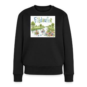 Fuldaufer: Fluss-Abenteuer ! - Frauen Premium Bio Pullover - Schwarz - Vorne - Julia (174cm)
