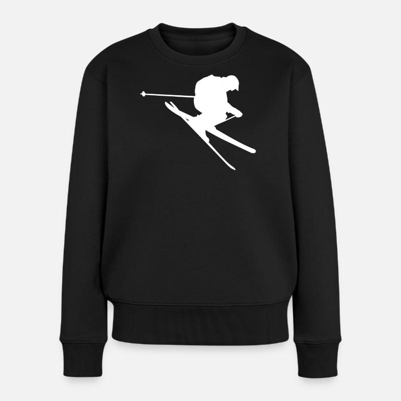 Minimalistischer Skifahrer Winterabfahrt  - Frauen Premium Bio Pullover - Schwarz