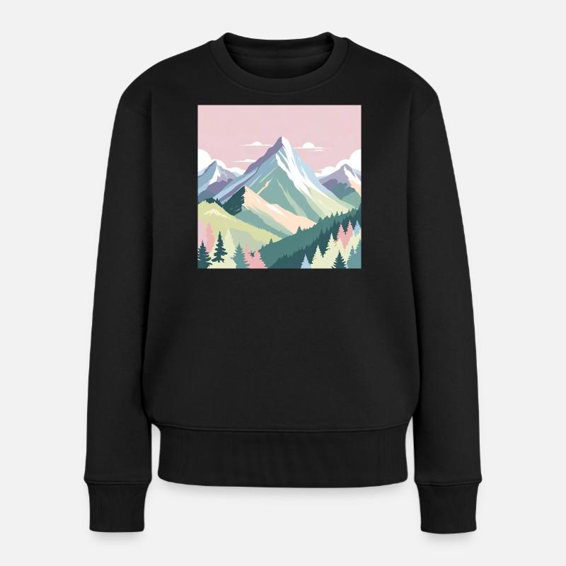 Abstrakte Berglandschaft mit Pastellfarben - Frauen Premium Bio Pullover - Schwarz