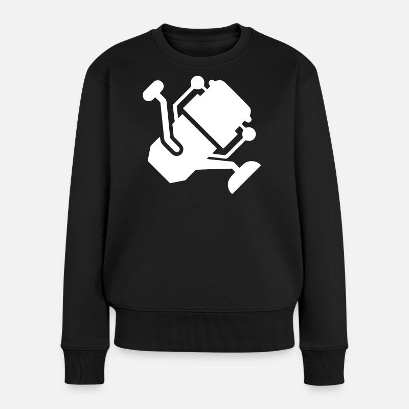 Weiße Angelrolle Silhouette - Frauen Premium Bio Pullover - Schwarz