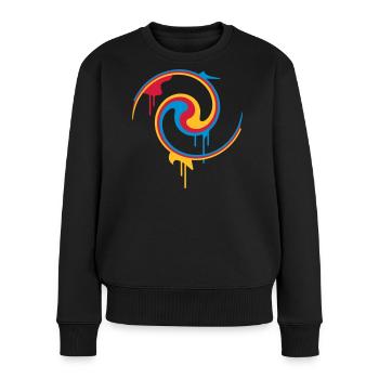 Bunte Farbspirale mit Graffiti-Stil - Frauen Premium Bio Pullover - Schwarz - Vorne - Julia (174cm)