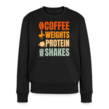 Coffee Weights And Protein Shakes - Weightlifting  - Pull Premium bio Femme - noir - Devant - Julia (174cm)