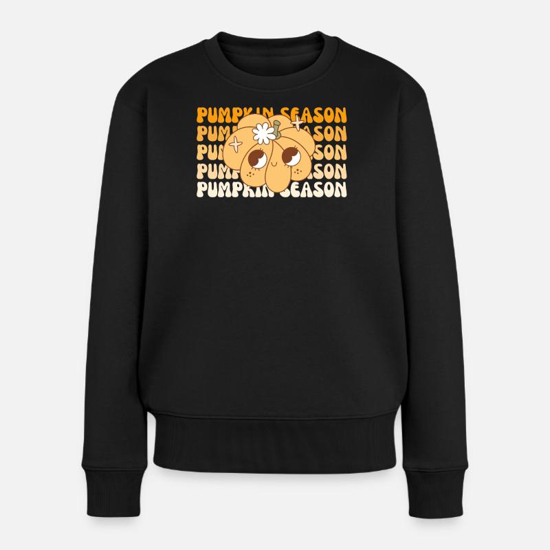 🎃 Saison des citrouilles - Ambiance rétro 🍂✨ mignonne - Pull Premium bio Femme - noir