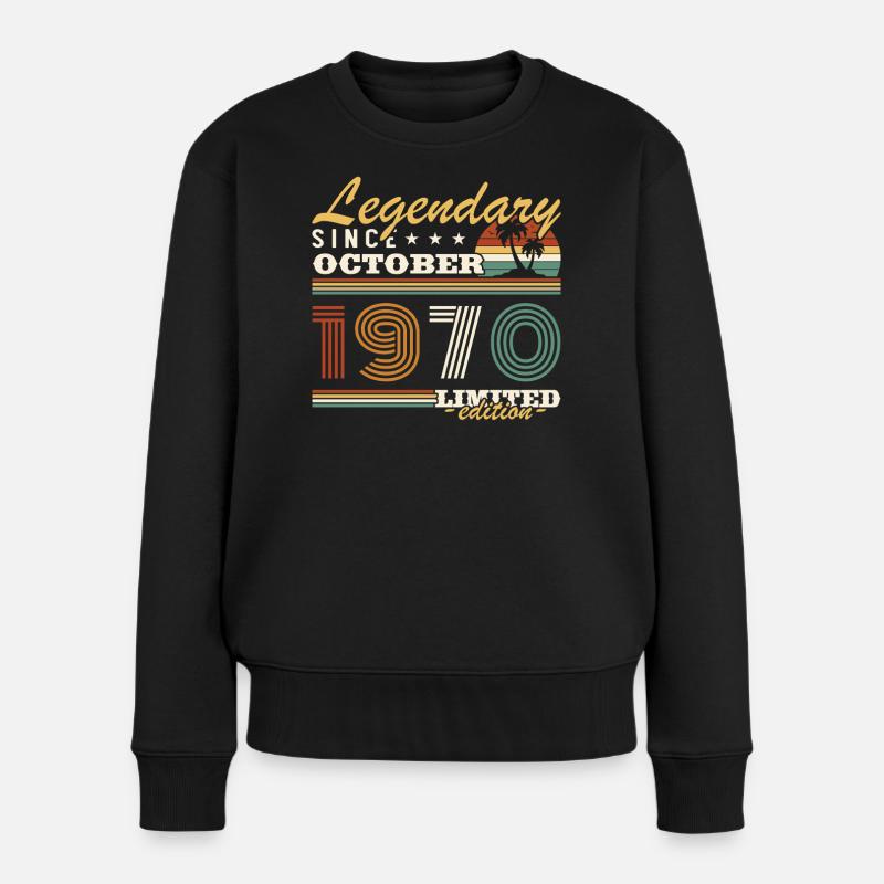 Oktober 1970 Vinatge Retro Geburtstagsgeschenk - Frauen Premium Bio Pullover - Schwarz