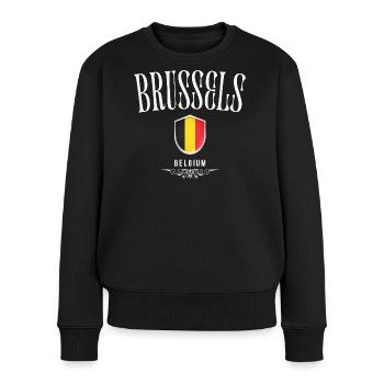 Brüssel, Belgien, Souvenir Brüssel - Frauen Premium Bio Pullover - Schwarz - Vorne - Julia (174cm)