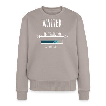 Serveur Cadeau Profession Formation Serveur - Pull Premium bio Femme - taupe - Devant - Julia (174cm)