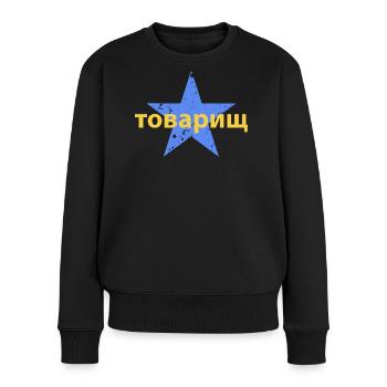товарищ - Frauen Premium Bio Pullover - Schwarz - Vorne - Julia (174cm)