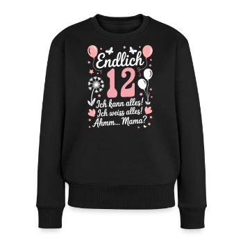 Endlich 12 Geburtstag 12 Jahre Geschenk Mädchen - Frauen Premium Bio Pullover - Schwarz - Vorne - Julia (174cm)