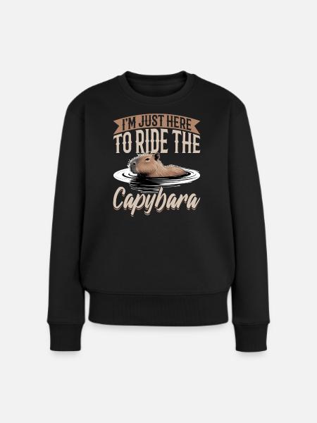 Funny Capybara - Frauen Premium Bio Pullover - Schwarz