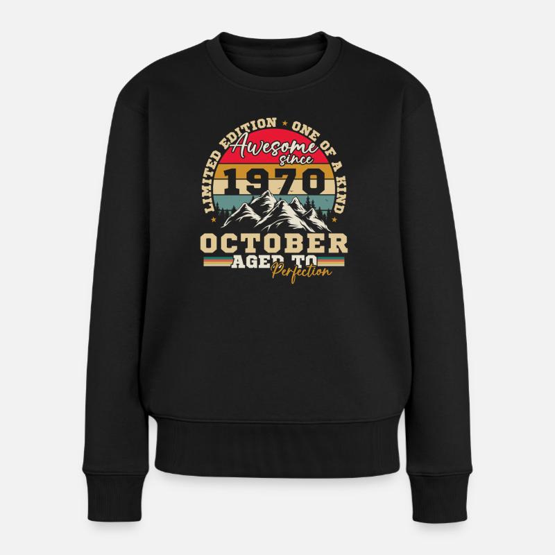 Oktober 1970 Vinatge Retro Geburtstagsgeschenk - Frauen Premium Bio Pullover - Schwarz