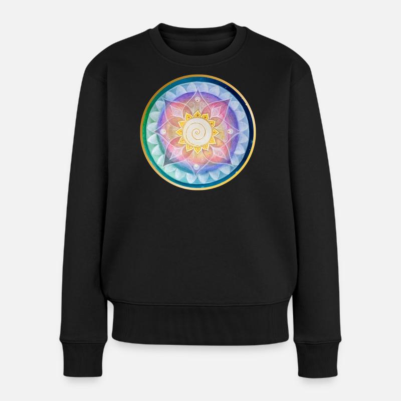 Harmonisches Mandala Meditations design - Frauen Premium Bio Pullover - Schwarz