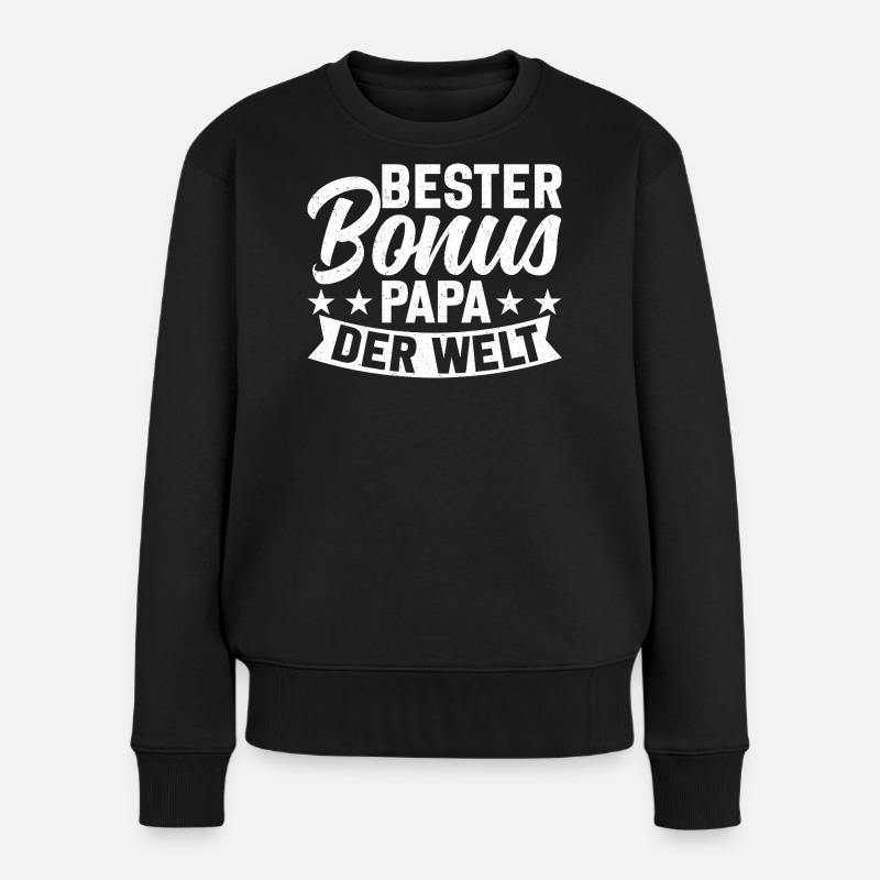 Bester Bonus Papa Der Welt - Frauen Premium Bio Pullover - Schwarz