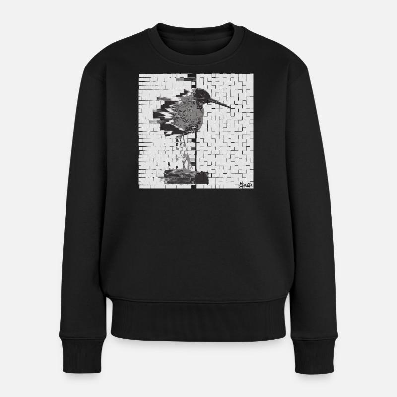 Rotschenkel (Tringa totanus) Glitch Noir - Frauen Premium Bio Pullover - Schwarz