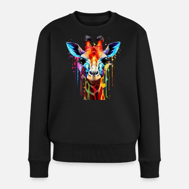 Explosion de couleurs vibrantes de girafe - Pull Premium bio Femme - noir