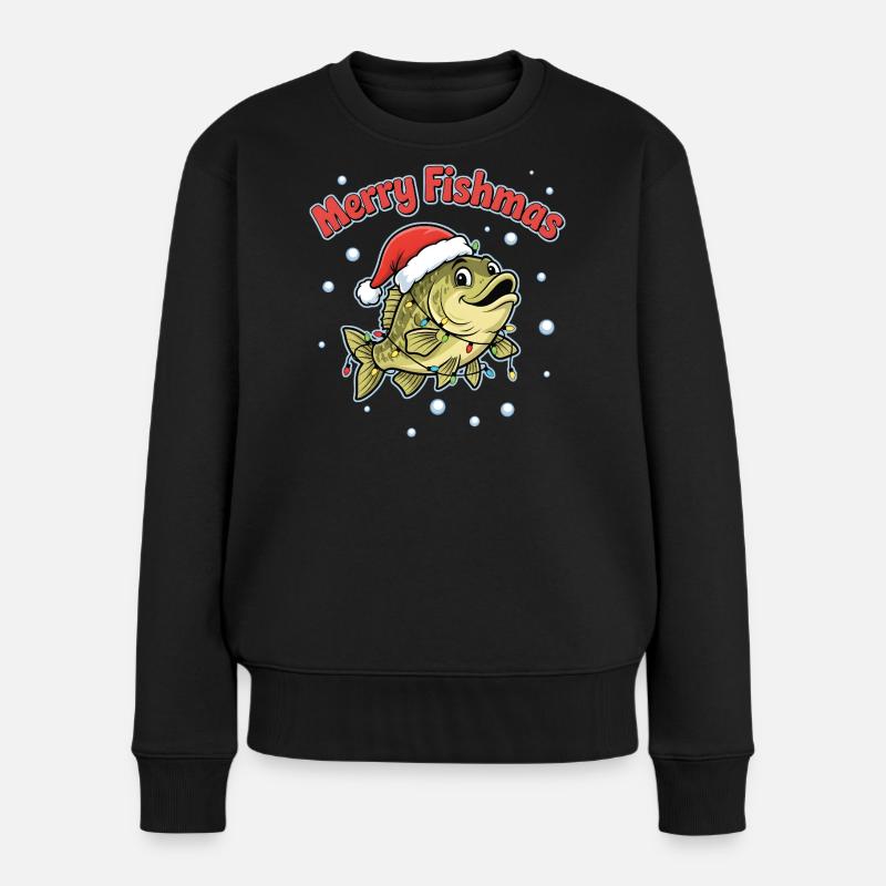 Merry Fishmas Pêcheur drôle disant Noël - Pull Premium bio Femme - noir