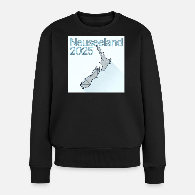 Neuseeland 2025 Geometrische Karte - Frauen Premium Bio Pullover - Schwarz