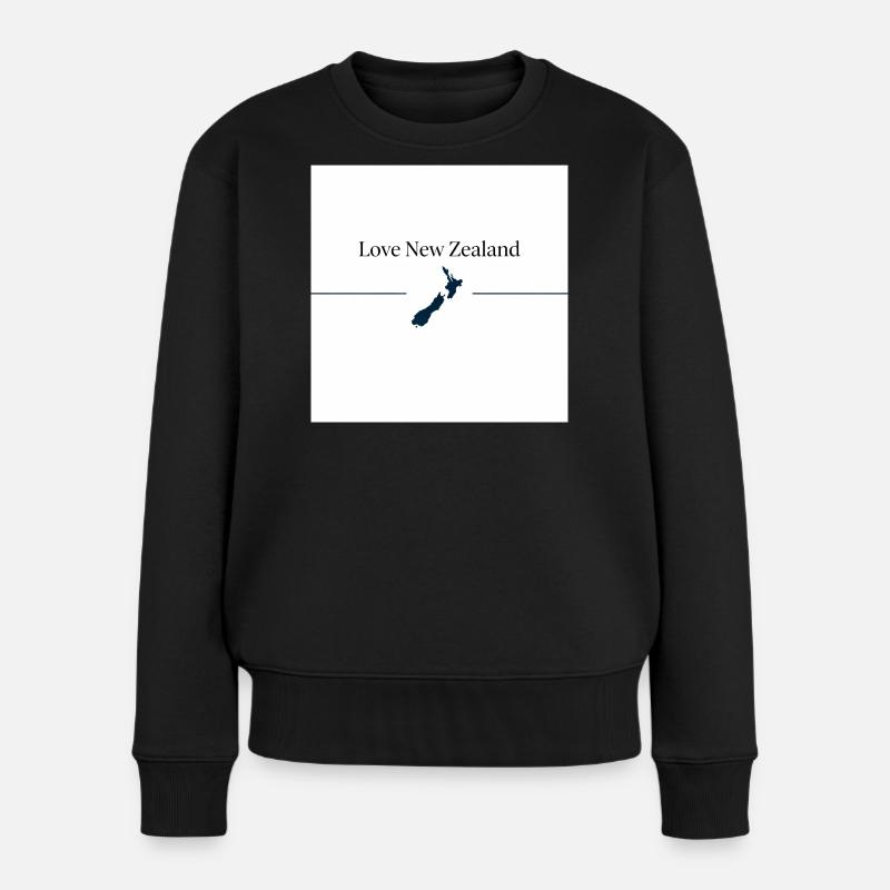 Liebe Neuseeland Silhouette - Frauen Premium Bio Pullover - Schwarz