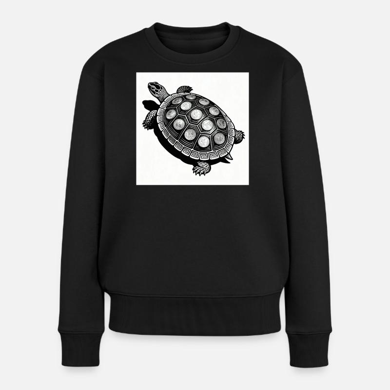 Münz-Schildkröte Geometrie - Frauen Premium Bio Pullover - Schwarz