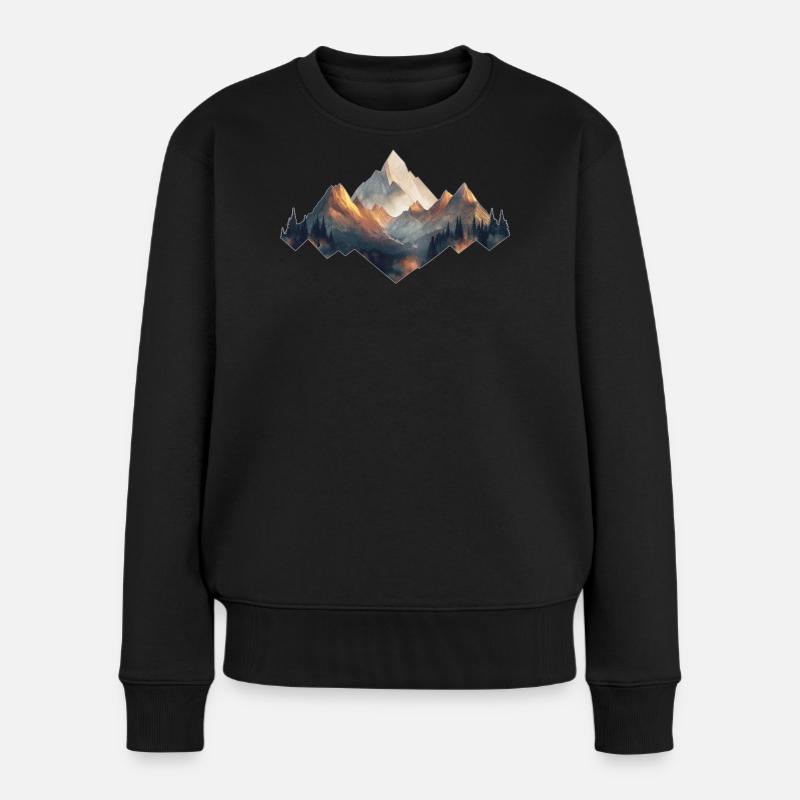 Berge - Frauen Premium Bio Pullover - Schwarz