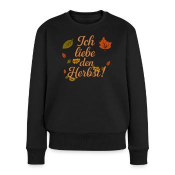 Ich liebe den Herbst - Frauen Premium Bio Pullover - Schwarz - Vorne - Julia (174cm)