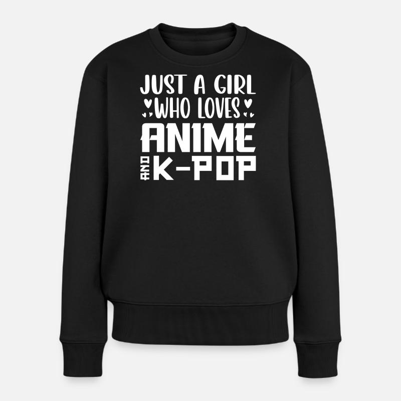 Anime und K-Pop: Mädchenliebe - Frauen Premium Bio Pullover - Schwarz
