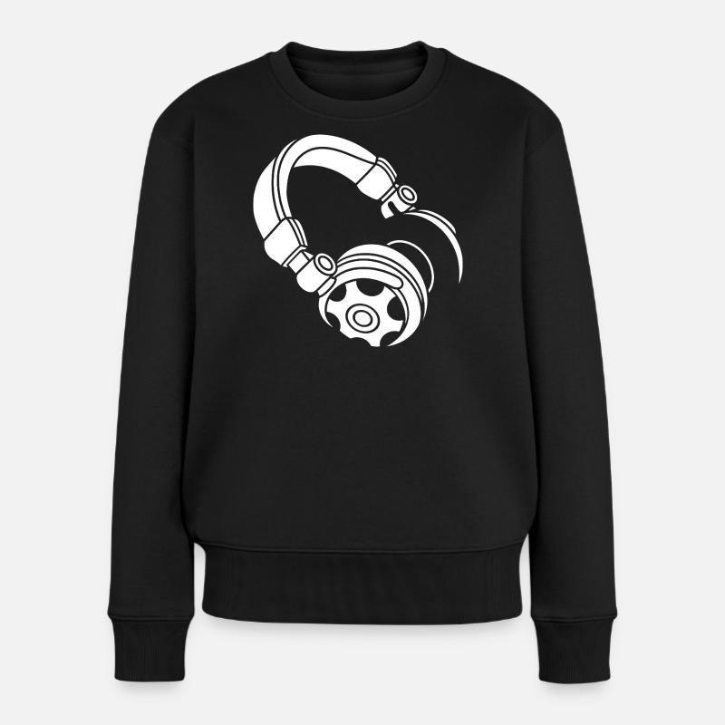 Kopfhörer Silhouette: DJ & Musik Vibes - Frauen Premium Bio Pullover - Schwarz