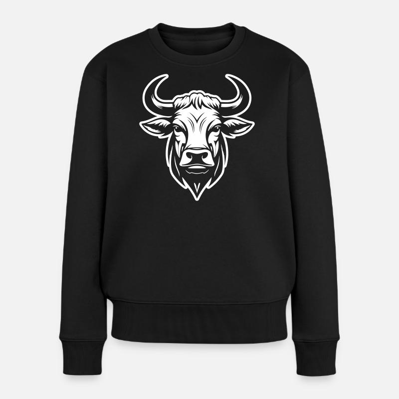 Bulle Kopf Taurus - Frauen Premium Bio Pullover - Schwarz