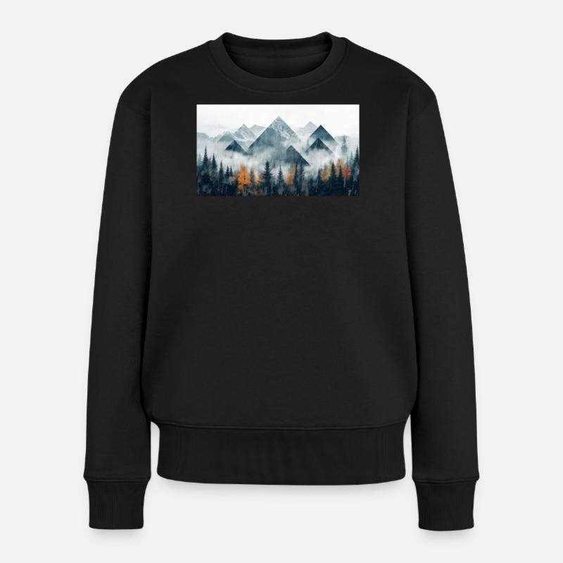 Wald Berge - Frauen Premium Bio Pullover - Schwarz