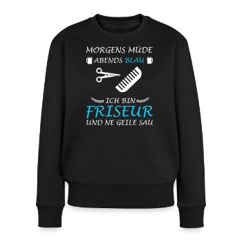 Coiffeur Coiffeur Coiffeur Dicton drôle - Pull Premium bio Femme - noir - Devant - Julia (174cm)