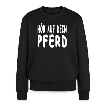 Pferde - Frauen Premium Bio Pullover - Schwarz - Vorne - Julia (174cm)