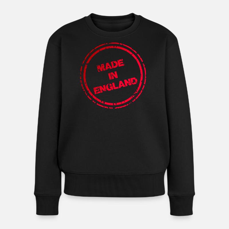Made in England T-Shirt – Distressed Red Stambp - Frauen Premium Bio Pullover - Schwarz