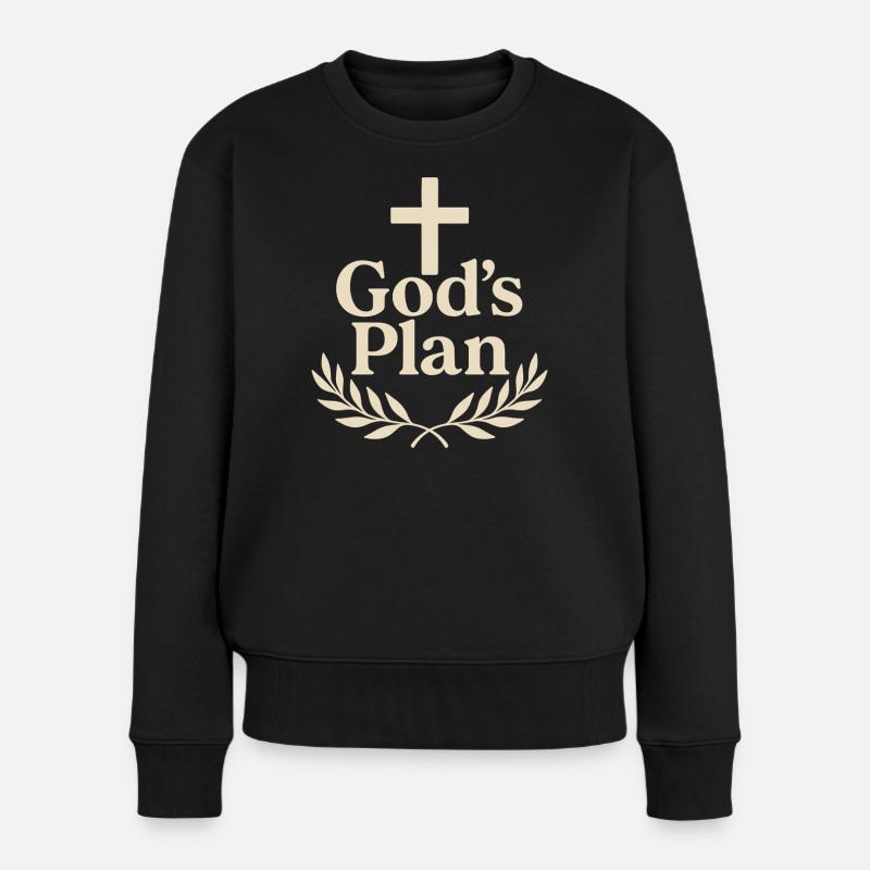 Gottes Plan Kreuz Logo - Frauen Premium Bio Pullover - Schwarz