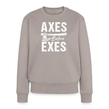 Mythologie viking Valhalla guerrier hache dictons - Pull Premium bio Femme - taupe - Devant - Julia (174cm)