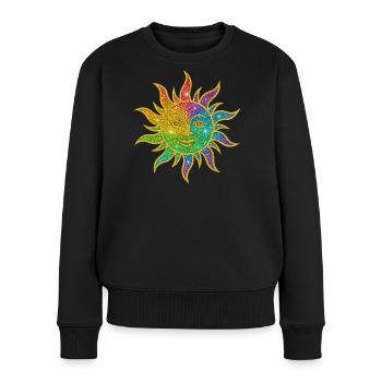 Regenbogen Sonne Glitzerstern - Frauen Premium Bio Pullover - Schwarz - Vorne - Julia (174cm)
