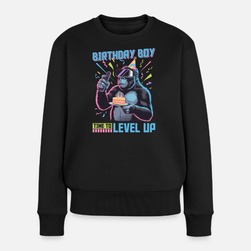 Birthday Gamer VR - Frauen Premium Bio Pullover - Schwarz