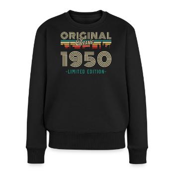 1950er Jahre Vintage Retro Geburtstagsgeschenk - Frauen Premium Bio Pullover - Schwarz - Vorne - Julia (174cm)