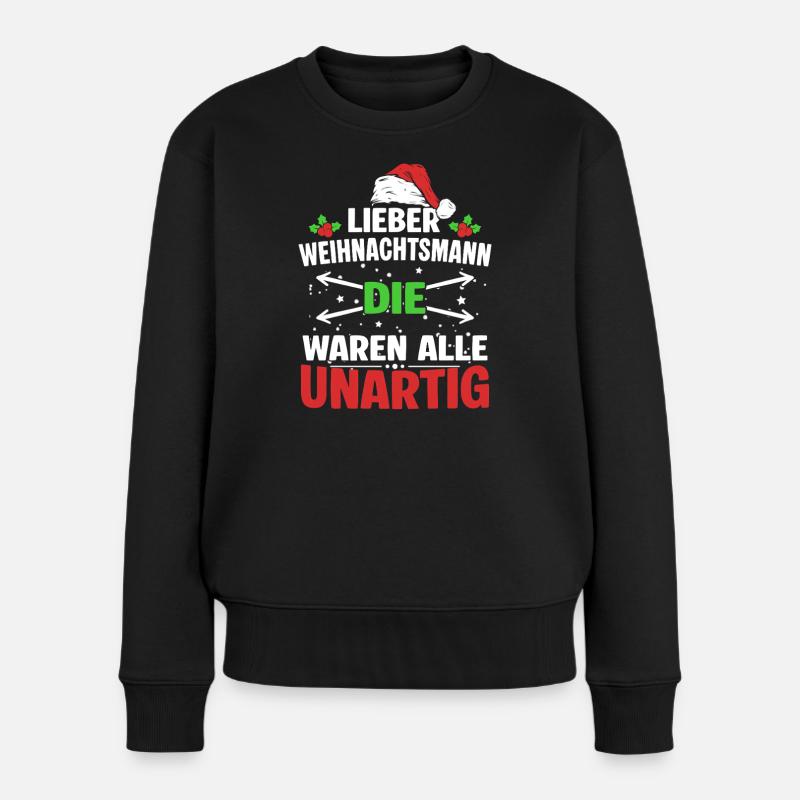 Lustiger Weihnachten - Frauen Premium Bio Pullover - Schwarz