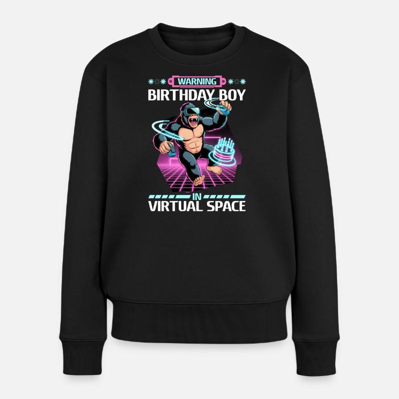 Birthday Gamer VR - Frauen Premium Bio Pullover - Schwarz