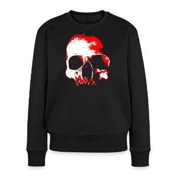 Roter Schädel Kontrast - Frauen Premium Bio Pullover - Schwarz - Vorne - Julia (174cm)