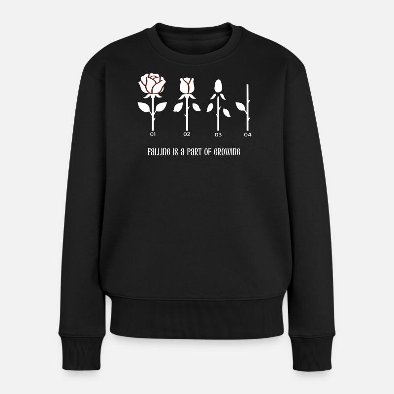 Minimalistische Rose Modern Line Art - Frauen Premium Bio Pullover - Schwarz