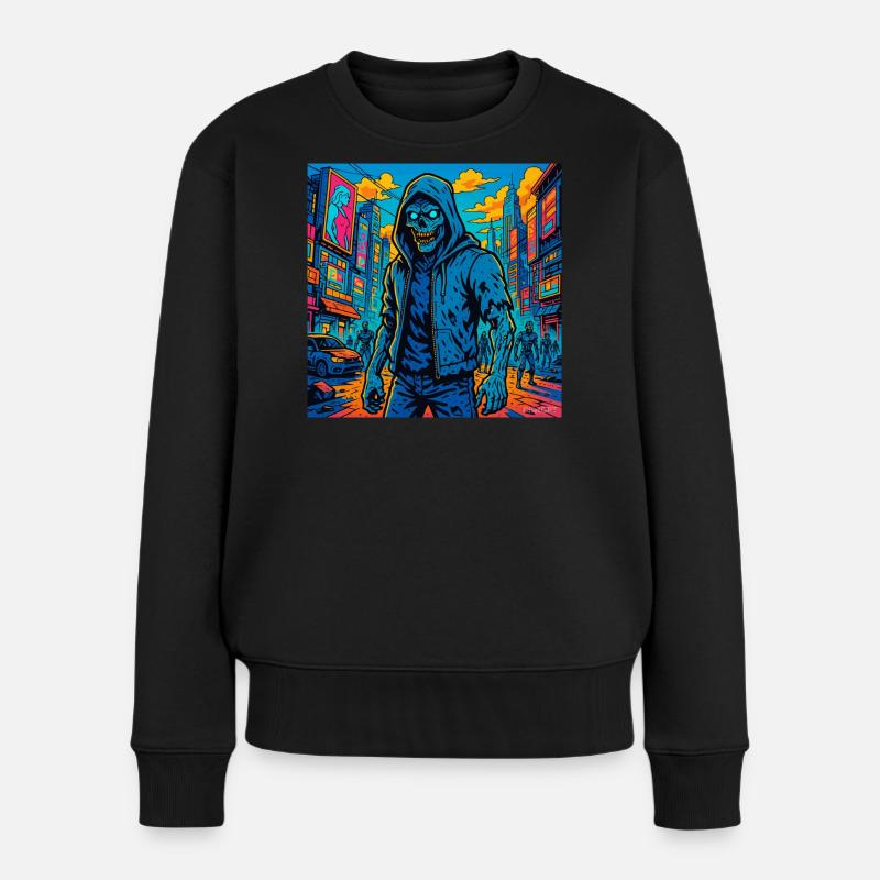Nightfall Virus – Cyberpunk Zombie Rebellion - Frauen Premium Bio Pullover - Schwarz