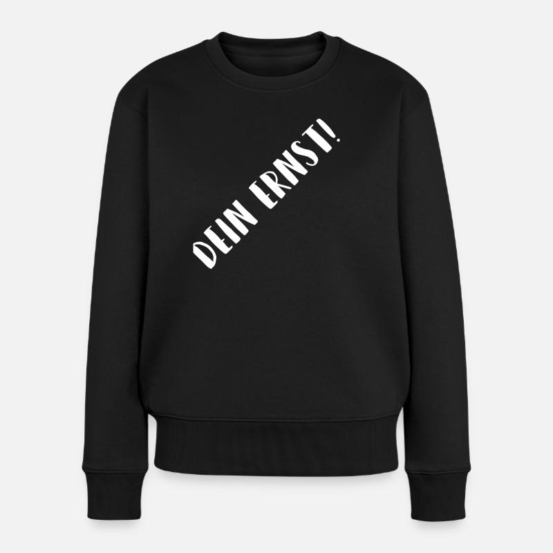 Dein Ernst Diagonal Typo - Frauen Premium Bio Pullover - Schwarz