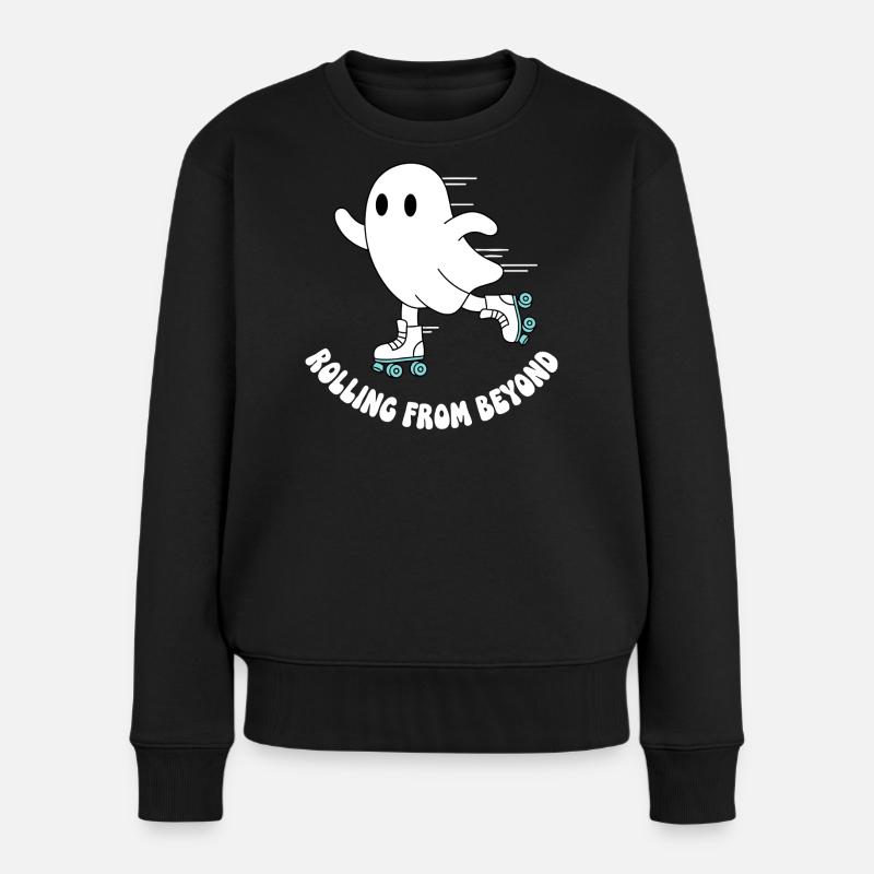 Geist auf Rollschuhen - Frauen Premium Bio Pullover - Schwarz
